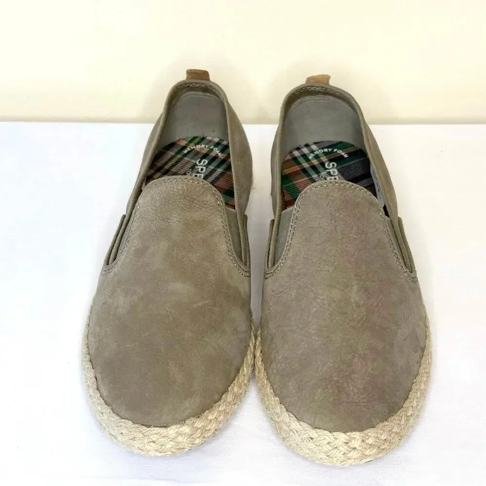Sperry Sailor Twin Gore Jute Slip-On Shoes Women's 10 Sage Green NEW